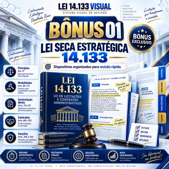 Mockup do bônus: Lei Seca Estratégica 14.133